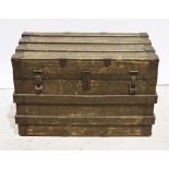 Canvas and wood military-type trunk, 72cm x 47cm