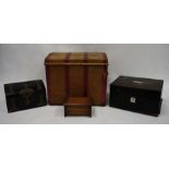 Assorted boxes to include ebonised letter box and three further boxes (4)