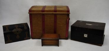 Assorted boxes to include ebonised letter box and three further boxes (4)