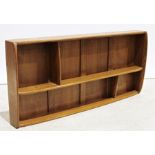 Ercol light elm wall-hanging plate rack, 49cm x 105cm