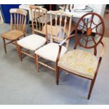 Five assorted chairs to include shell inlaid example (5)