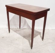 19th century mahogany tea table, the rectangular top with rounded front corners, on square section