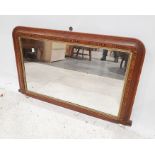 Late 19th century mirror in walnut and parquetry inlaid frame, 84cm x 53cm