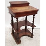 19th century desk with inlaid decoration, turned supports between the shaped tiers, on turned feet