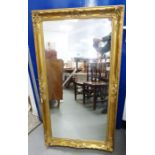 Rectangular mirror in moulded frame, 64cm x 116cm
