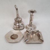 1950's silver ashtray of square form, Sheffield 1959, makers E.V., inscribed to reverse 'For Your