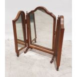 20th century mahogany three-fold dressing table mirror