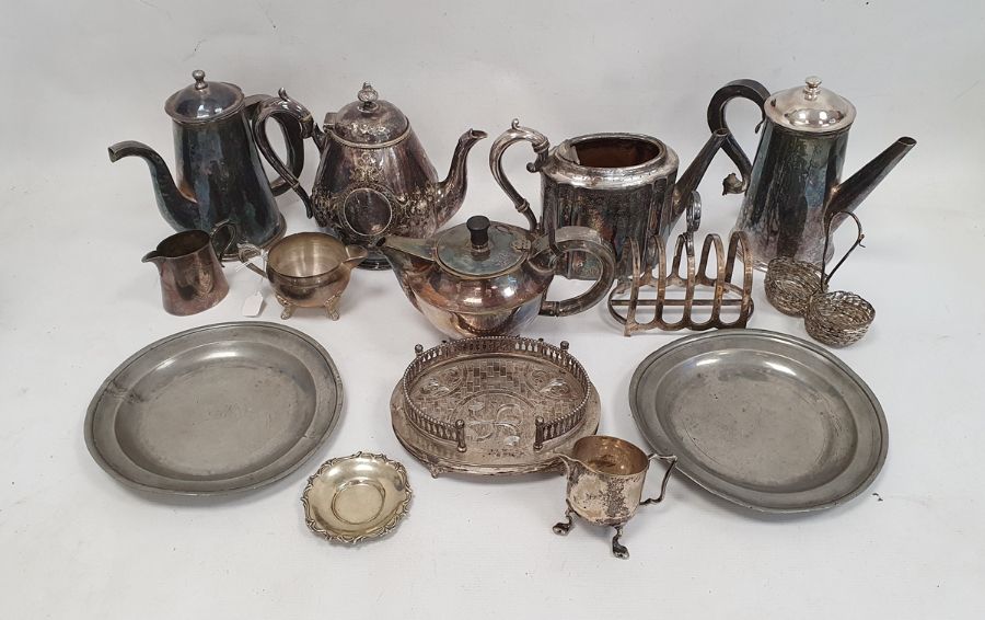 Quantity of plated ware to include teapots, hot water jugs, milk jugs, etc (1 box)