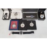 Quantity of modern gentleman's pocket watches and wristwatches to include Zurich Quartz watch, World
