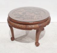 LOT WITHDRAWN 20th century Chinese hardwood circular table, carved decoration, 80cm diameter