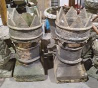 Pair of stone chimney tops (2)