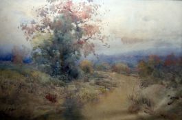 Yamada Baske (1871-1934) (Japanese) Watercolour  Footpath amongst trees and bushes, signed lower
