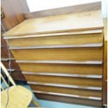 Mid 20th century modern teak chest of six drawers, to plinth base, 82cm x 102cm approx.