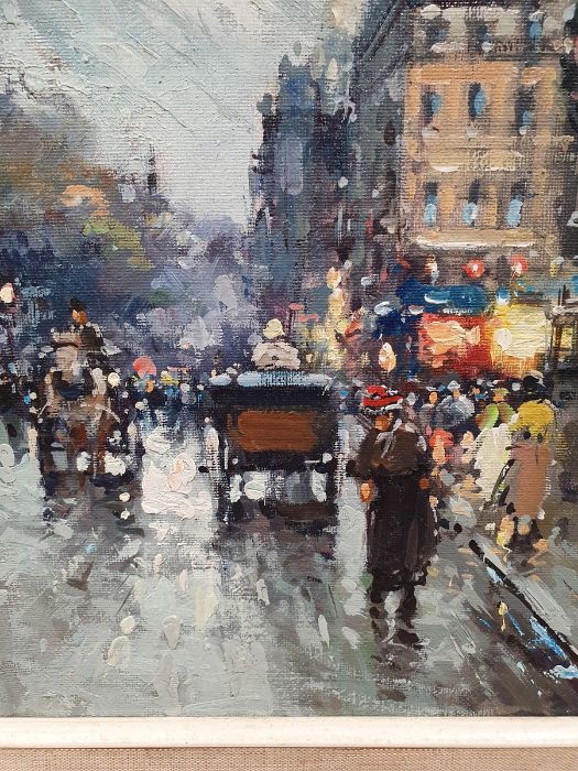 Antoine Blanchard (1910-1988)  Oil on canvas Paris street scene with Notre Dame in stormy weather, - Image 5 of 16