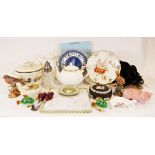 Large Denby vase, numerous collector's plates, a Wedgwood jasperware lidded trinket box together