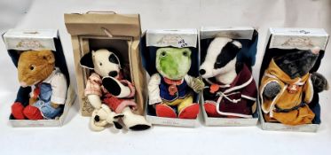 Four Wind in the Willows soft toys and a Moulin Roty soft toy