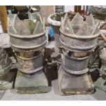 Pair of stone chimney tops (2)