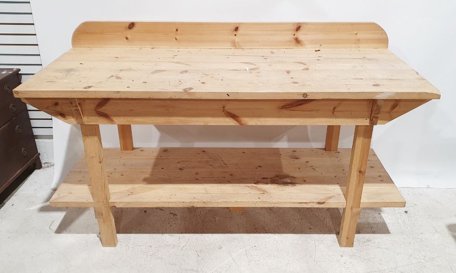 Large pine work benchCondition ReportHeight to top level 91cm Width 179cm Depth 73cm