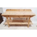 Large pine work benchCondition ReportHeight to top level 91cm Width 179cm Depth 73cm