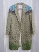 Etro Milano cotton, silk and polyester coat with brocade-style detailed fabric, button front