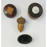 Circular trinket box with enamel circular inlay to lid 'Keep This For My Sake' enclosing various