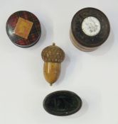 Circular trinket box with enamel circular inlay to lid 'Keep This For My Sake' enclosing various