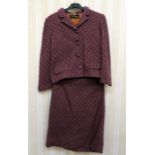 Ladies vintage coats and suits to include purple and pink tweed labelled 'London Made', a red