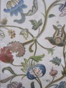 Early 20th century crewelwork panel, floral leaf decorated, 25cm x 45cm, framed - see image