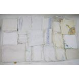 Quantity of assorted table linen to include damask, embroidered, etc (1 box)