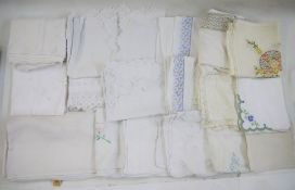 Quantity of assorted table linen to include damask, embroidered, etc (1 box)