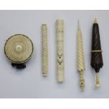 19th century bone needle case stanhope 'Souvenir of Rhyl', a bone needle case stanhope 'Dawlish', an