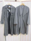 Bamford grey wool trench coat with belt and belt buckle details to the cuffs (size 12), a wool