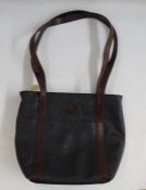 Mulberry vintage tote bag with tartan lining, Mulberry logo and brass tag with no.66457, brown