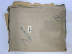 19th century sewing sample book 'Jessie Campbell 1895', various cut-out pieces, a few postcards, etc