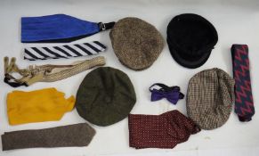 Vintage gent's ties, scarves, belts, tweed caps, braces, etc (2 boxes)  Condition Reportplease see