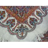 Paisley Kashmiri shawl, embroidered pattern on each side reversed,  so has to be folded with both