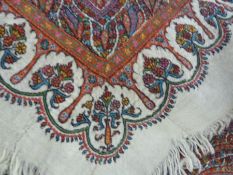 Paisley Kashmiri shawl, embroidered pattern on each side reversed,  so has to be folded with both