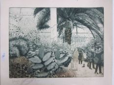 M Matthews (contemporary)  Engraving  "School Outing to Kew", signed and titled in pencil, unframed,