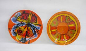 Two Poole pottery Delphis dishes, shape no. 4, 26.5cm and 27cm in diameter (2)