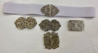 Victorian silver belt buckle with pierced decoration, figures and mask decorated, Birmingham