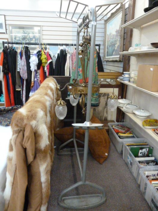 Clothes rail, 166cm high x 74cm wide with hat rack and umbrella fixings with a drip tray