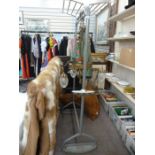 Clothes rail, 166cm high x 74cm wide with hat rack and umbrella fixings with a drip tray