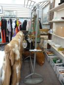 Clothes rail, 166cm high x 74cm wide with hat rack and umbrella fixings with a drip tray