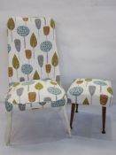 20th century modern upholstered nursing chair and matching footstool (2)