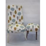 20th century modern upholstered nursing chair and matching footstool (2)