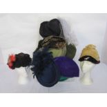 Assorted vintage hats 1950's to include Modelled by Pauline of Bermona, etc (1 box)