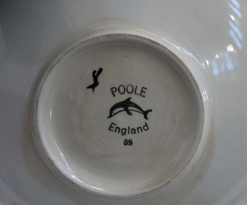 Two Poole pottery Delphis bowls shape number 89, 26.5cm in diameter and 22cm in diameter and a - Image 5 of 5