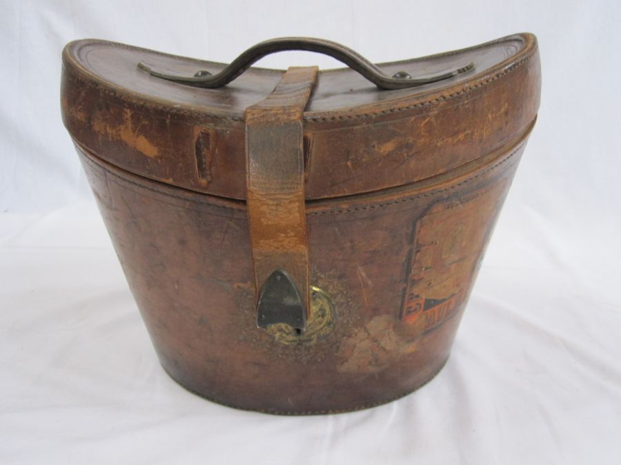 Black top hat within its original leather case, marked 'Lincoln Bennett & Co', the leather case - Image 3 of 3