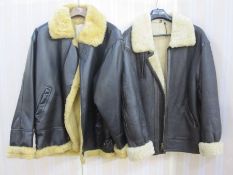 Vintage leather flying jacket labelled 'Original Shearling'  labelled XL,and a faux-leather flying