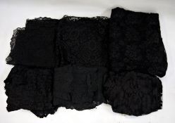 A quantity of Victorian and later black lace shawls  (6)
